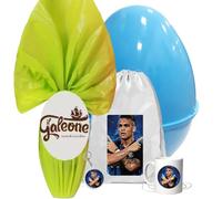 Set Uovo di Pasqua Personaggio a scelta con guscio apribile e gadget uovo di cioccolato con tazza in ceramica portachiavi e sacca porta oggetti (Martinez - Inter)