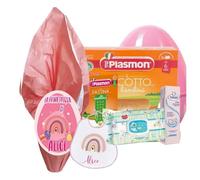 Set Uovo di Pasqua Personalizzabile personaggio a scelta con prodotti prima infanzia bavaglino personalizzato bimbo bimba first easter egg Prima Pasqua (Arcobaleno Rosa)