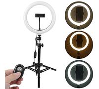 Set USB Luci Anello da 10 Pollici, Luce Anello Selfie a LED 3500-6000K Dimmerabile Altezza Regolabile con Supporto e Clip Telefono per Vlogging, Trucco, Streaming Live