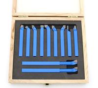 SET UTENSILI 11 PZ BRASATI PER TORNIO 6X6MM DA TAGLIO BLU IN SCATOLA LEGNO