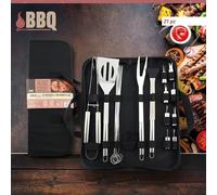SET UTENSILI BARBECUE VALIGETTA MESTOLI BBQ CUCINA 21 PZ ACCIAIO