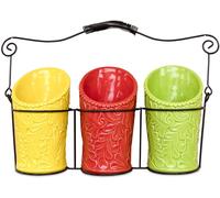 Set Utensili da Cucina in Ceramica | Montaggio a Parete | Portautensili Decorati