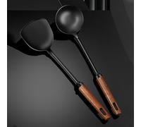 Set utensili da cucina spatola e cucchiaio in ferro con comodo manico in legno