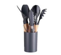 Set Utensili Da Cucina,Utensili In Silicone for Cucinare,Set Utensili Da Cucina Antiaderenti Con Secchio Di Stoccaggio Manico In Legno,Set Utensili Da Cucina for Alimenti Set Utensili Da Cucina 12 Pez