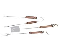 Ompagrill set 3 attrezzi per barbecue pinza paletta e forchettone in acciaio ino