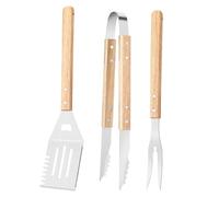 Set Utensili per Griglia - 3 Utensili BBQ per Griglia con Manico in Legno Antiscivolo Resistente a Calore e Ruggine,Manici In Legno Antiscivolo Resistenti Al Calore E Anti-Ruggine Per Pizza Steak Cene