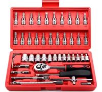Set utensili professionali Chiave A Cricchetto Combinata Riparazione Auto Da 46 Pezzi Cassetta Degli Attrezzi Manutenzione Automatica Set Strumenti Riparazione Presa Montata Su Veicolo