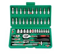Set utensili professionali Set Strumenti Chiavi A Bussola 46 Pezzi 1/4 Chiave Cacciavite A Cricchetto Riparazione Automatica Set Prese Piccole Utensili Manuali Kit Strumenti Per La Casa