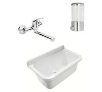 Set Utilità di Lavelli 55 CM Lavandino Lavello Cucina Bianco Set
