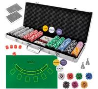 Set Valigetta Poker 500 Chip Fiches in Alluminio 2 Mazzi Texas Hold'em Blackjack