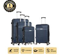 Set valigia da viaggio da 4 pezzi, design alla francese di marca europea, realizzato in tessuto Oxford e nylon, dimensioni 20"+ 26"+ 28"+ 32" espandibili con grande capacità, ruote silenziose girevoli