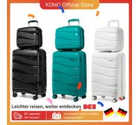 Set valigia KONO da 2 pezzi con borsa per cosmetici | Custodia rigida in PP da 56 cm e serratura TSA | bagaglio a mano con 4 ruote girevoli WHITE