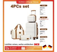 Set valigia KONO da 4 pezzi, valigia da 55 cm per bagaglio a mano, custodia per cosmetici, borsa da viaggio, borsa da toilette da viaggio