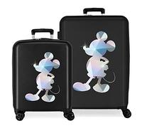 Set valigie Disney 100 Special Shine Mickey Silver Nero 55/70 cm ABS rigido Lucchetto TSA integrato 119L 6,8 kg Bagaglio a mano 4 doppie ruote