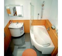 Set vasca da bagno angolare Ravak Rosa 95 C551000000, sifone per vasca da bagno Viega Simplex 495121, GPX2240140