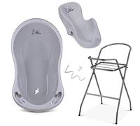 Set Vasca da Bagno per Neonati Con Supporto - Certificato da TÜV Rheinland! Seggiolino, Scarico e Supporto Inclusi