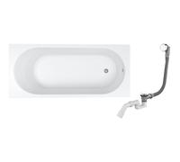 Set vasca da bagno rettangolare Oltens Lykke 10009000, sifone per vasca da bagno Oltens Oster 03001100