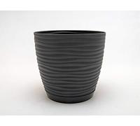 Set vaso da fiori con sottovaso, rotondo, effetto 3D, 7 misure (antracite, 11)