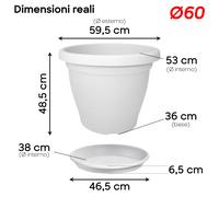 Veca Vaso Rotondo Verona Plastica Bianco cm.60