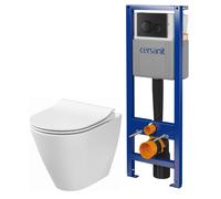 Set vaso WC con copriwater a discesa lenta Cersanit City K701-104, modulo di installazione con placca di comando Cersanit S701-779