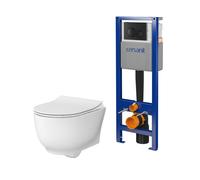 Set vaso WC con copriwater a discesa lenta Cersanit Luna S701-871, modulo di installazione con placca di comando Cersanit S701-779