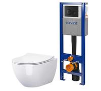 Set vaso WC con copriwater a discesa lenta Cersanit Zen S701-428, modulo di installazione con placca di comando Cersanit S701-779