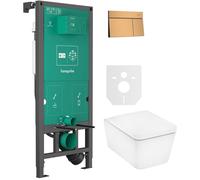 Set vaso WC con copriwater a discesa lenta Hansgrohe EluPura Q 60293450, placca di comando Hansgrohe Element E 66003140, 01022180