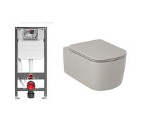 Set vaso WC con copriwater a discesa lenta Kludi Resa S 27WCSETO2, modulo di installazione Kludi Unifix 79300