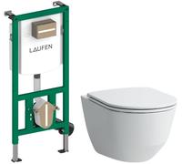 Set vaso WC con copriwater a discesa lenta Laufen Pro A H8669560000001, modulo di installazione Laufen Ineo H9201140000001
