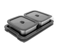 Weber Works 3400220 - Set di 5 vassoi da Servizio, Adatto per Modelli Slate 76 cm, Spirit EP (2025), Composto da Vassoio da Portata, 2 contenitori con Coperchio, Colore: Argento - Nero