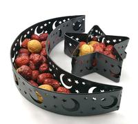 Set Vassoi in Metallo Stile Mediorientale Luna per stella Oro per Decorazione ed