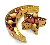 Set Vassoi in Metallo Stile Mediorientale Luna per stella Oro per Decorazione ed
