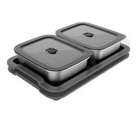 Weber Works 3400220 - Set di 5 vassoi da Servizio, Adatto per Modelli Slate 76 cm, Spirit EP (2025), Composto da Vassoio da Portata, 2 contenitori con Coperchio, Colore: Argento - Nero