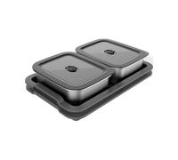 Weber Works 3400220 - Set di 5 vassoi da Servizio, Adatto per Modelli Slate 76 cm, Spirit EP (2025), Composto da Vassoio da Portata, 2 contenitori con Coperchio, Colore: Argento - Nero