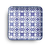 Set vassoietti piattini vuotatasche quadrati 6 pezzi 15x15 cm adatto per caffè, pasticcini , torrone e dolci adatto alla lavastoviglie colore bianco blu blu