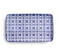 Set vassoietti rettangolari 4 Pezzi 30x18 cm adatto per caffè, pasticcini , torrone e dolci adatto alla lavastoviglie bianco e blu colore bianco blu blu