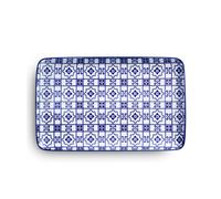 Set vassoietti rettangolari 6 pezzi 21,5x12 cm adatto per caffè, pasticcini , torrone e dolci adatto alla lavastoviglie bianco e blu colore bianco blu blu