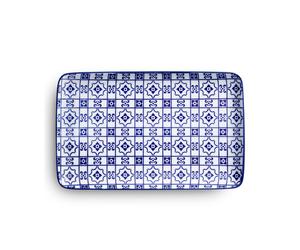 Set vassoietti rettangolari 6 pezzi 21,5x12 cm adatto per caffè, pasticcini , torrone e dolci adatto alla lavastoviglie bianco e blu colore bianco blu blu
