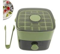 Set Vassoio Ghiaccio con Cassetto Estraibile e 2 Vassoi Impilabili - Facile Accesso al Ghiaccio, Estrazione Semplice, Materiale Alimentare PP Silicone, Risparmio Spazio (verde)