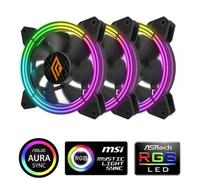 Set Ventole computer pc gaming (Kit 3pcs con Controller) 1100Rpm Triplo Halo RGB