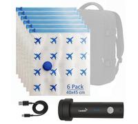 SET VIAGGIO SALVASPAZIO POMPA SOTTOVUOTO WIRELESS USB C 6 SACCHETTI TRAVEL