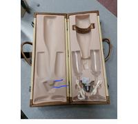 SET VINO & CHAMPAGNE N.2 FLUTE VETRO TAPPO in VALIGIA REGALO ECOPELLE con PB0219