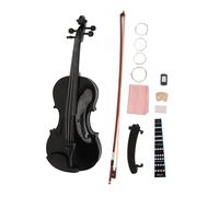 Set Violino Acustico 4/4 Bambini Adulti Principianti Starter Kit Cecilio Strumento per Violino con Scatola Colofonia Spalliera Mixer Corde Adesivo per Tastiera (BLACK)