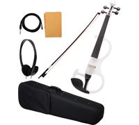 Set Violino Elettrico Principianti 4/4 Cavo Custodia Archetto Cuffie Bianco