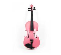 Set Violino in Legno Massello Violino 4/4 in legno massello di alta qualità per principianti, set completo di accessori, violino rosa(Size 3/4)