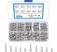 SET VITI AUTOFILETTANTI M3-M4 10-20mm 375 PZ KIT IN ACCIAIO INOX TESTA PIATTA