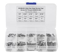 Set Viti Esagonali a Testa Cilindrica 150 Pezzi, 9 Dimensioni, Assortimento con Scatola in Plastica - Alta Resistenza, Antiruggine, Uso Generale per Fai Da Te e Industria