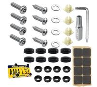 Set Viti Targa Auto M5 in Acciaio Inox con Copriviti per Auto e Moto - Kit Completo di Fissaggio Targa Sicuro con Chiave Speciale, Cuscinetti EVA e Punta da Trapano per Installazione Facile