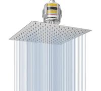 Set Voolan Composto da Soffione Doccia a Pioggia e Filtro per Doccia, Soffioni ad Alta Pressione in Acciaio Inossidabile, Cartuccia Filtrante Addolcitrice per Acqua Dura (25cm, Quadrato)