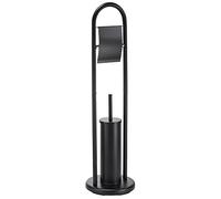 MSV Bad Serie Abby Stand - Set WC con contenitore interno estraibile per scopino WC, colore: Nero